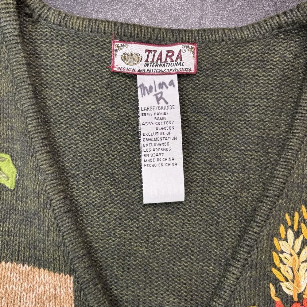 Vintage Tiara International Harvest Sweater Vest Zip Embroidered Cottagecore L - Picture 7 of 12